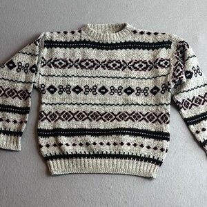 L.L. Bean Cream and Black Patterned Sweater